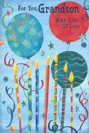 Make a grandson's birthday extra special with this charming card from Simon Elvin. Adorned with colourful balloons, twinkling stars, and bright birthday candles, it's a wonderful way to send "Lots Of Love". The heartfelt message, "For You, Grandson," makes it an ideal choice for any proud grandparent. This eye-catching design is perfect for your retail offering. Available in a convenient 1x6 pack size, you can easily stock up on this popular card, ensuring your customers can always find a thoughtful greeting for their loved ones.