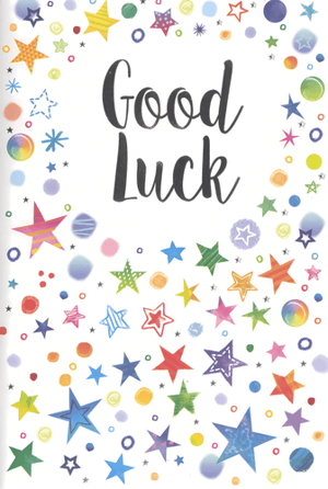 Send your customers off with a burst of colour and cheer with our delightful 'Good Luck' card. This vibrant design features a playful array of multi-coloured stars and dots, creating a joyful border around the heartfelt 'Good Luck' message.
Each star and circle boasts unique patterns and shades, from bold solids to charming stripes and watercolour effects, ensuring a truly eye-catching appeal. Perfect for exams, new jobs, big moves, or any moment where a little encouragement goes a long way.
Supplied by trusted brand Simon Elvin, these cards come in a convenient pack size of 1x6, making them an ideal addition to your greeting card selection. A popular choice for customers looking to share positive wishes, this card is sure to brighten anyone's day.