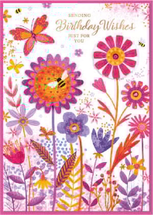 a birthday card that says sending birthday wishes just for you