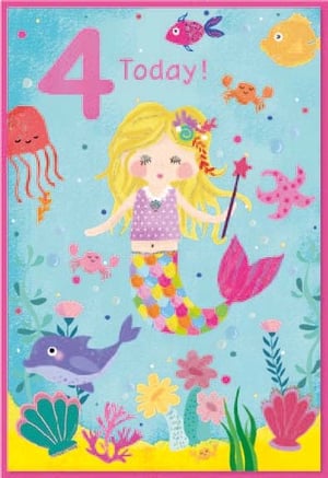 a birthday card for a little girl with a mermaid on it .
