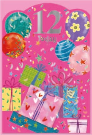 a pink birthday card for a 12 year old girl