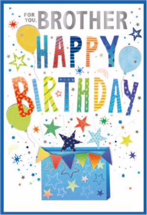 a birthday card for a brother with balloons and stars
