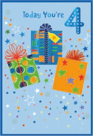 a birthday card that says today you 're 4