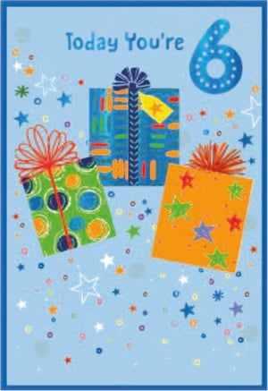 a birthday card that says today you 're 6