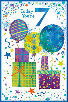a birthday card that says today you 're 7