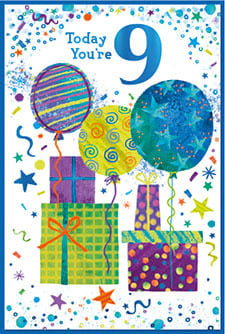 a birthday card that says today you 're 9