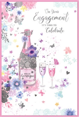 a greeting card that says on your engagement it 's time to celebrate