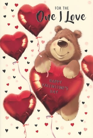 Make this Valentine's Day truly special for your customers with our adorable 'One I Love Male' card from Simon Elvin. This charming design features a lovable brown bear, beaming with affection as he clutches a shiny red heart balloon emblazoned with 'HAPPY VALENTINE'S DAY'. Floating around him are more vibrant heart balloons and a scattering of sweet little hearts, creating a truly heartwarming scene. The elegant script at the top reads 'FOR THE One I Love', making it the perfect choice for expressing heartfelt sentiments to a special man. Stock up on this delightful card, designed to capture hearts and make Valentine's Day unforgettable. Available in a convenient pack of 6.