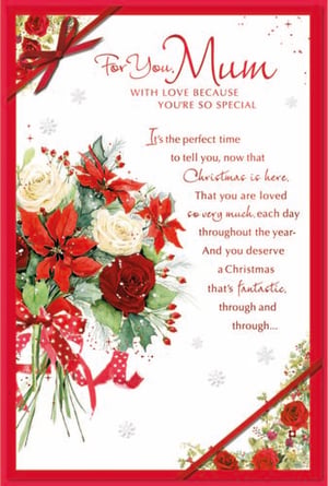 a christmas card that says for you mum with love because you 're so special