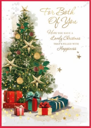 a christmas card that says for both of you hope you have a lovely christmas that 's filled with happiness