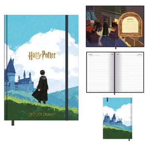 a harry potter diary with a castle on the cover