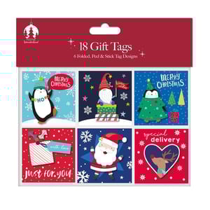 Make every present extra special this festive season with our 18 Cute Hand Finished Gift Tags from Tallon. This wholesale pack includes 12 individual sets, each containing 18 delightful tags. Your customers will adore the 6 unique, charming designs, featuring cheerful penguins, a festive gnome, jolly Santa, and a sweet reindeer. Each tag adds a personal touch to any gift. These tags are not just adorable; they're also practical, offering folded, peel & stick convenience for easy use. Perfect for retailers looking to stock up on high-quality, charming Christmas accessories that are sure to be a hit.