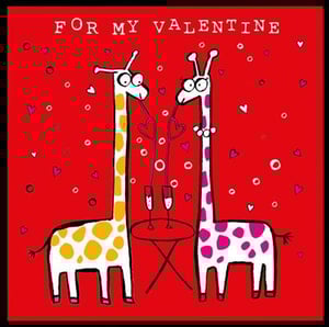 two giraffes are sitting at a table drinking champagne .