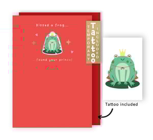 a card that says kissed a frog found your prince