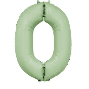 a green balloon in the shape of the number 0