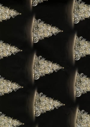 a seamless pattern of gold christmas trees on a black background