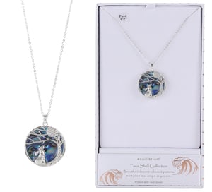 a necklace in a box that says equilibrium on it
