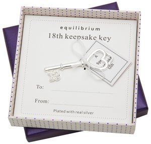 a 18th keepsake key in a purple box