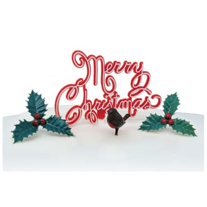Bring a touch of classic Christmas charm to your festive bakes with the Nostalgic Yule Log Merry Christmas Decorating Kit from Anniversary House. This delightful kit includes everything needed to create a truly enchanting display: a beautiful red and white 'Merry Christmas' script topper, two traditional holly sprigs with vibrant red berries, and an adorable robin figure.
Perfect for yule logs, Christmas cakes, or any seasonal dessert, these decorations evoke a wonderful sense of nostalgia. Easy to use, they'll help your customers effortlessly transform their creations into festive masterpieces. Available in a convenient pack size of 1x12, ensuring you're well-stocked for the holiday rush.