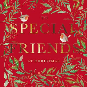 Share festive cheer with your customers this Christmas with our 'Friends' greeting cards from the Great British Card Company. This beautiful design features charming robins perched amongst elegant gold lettering that reads 'To Special Friends at Christmas'. The rich red background is adorned with classic festive foliage, including holly and berries, creating a truly heartwarming scene.
Perfect for those wanting to send a thoughtful message to their nearest and dearest, these cards offer a touch of traditional charm and quality. Each pack contains 6 cards, making them an ideal addition to your seasonal greeting card selection. Stock up now and help your customers celebrate their special friendships this holiday season.