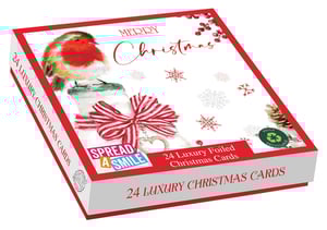 Get ready for the festive season with our delightful 'Winter Visit' Luxury Christmas Cards! Each box contains 24 exquisite cards, featuring two charming designs to help your customers spread joy. Adorned with a beautiful robin, festive berries, and shimmering foiled snowflakes, these cards truly capture the magic of Christmas.

Crafted with a touch of luxury, they're designed to make every message special. Plus, they come with the 'Spread a Smile' promise and are fully recyclable, making them a thoughtful choice for environmentally conscious shoppers. Available in a convenient 1x6 wholesale pack, these stunning cards are a must-have for your seasonal stock.