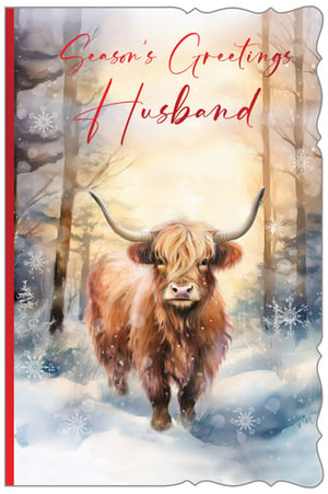 "Husband" Season's Greetings Card
Capture the warmth of the festive season with this delightful card, perfect for sending loving wishes to a special husband. This beautiful design from Out of The Blue Studios Ltd. showcases a majestic Highland Cow standing proudly in a serene, snow-covered forest. The soft, painterly artwork, complete with gentle snowflakes and a glowing winter light, creates a truly inviting and memorable scene. A wonderful choice for retailers looking to offer unique and heartfelt Season's Greetings cards. Available in a convenient pack of 6.