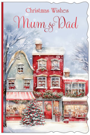Send heartfelt Christmas wishes to Mum & Dad with this enchanting Christmas card from Out of The Blue Studios Ltd. Featuring a beautifully illustrated, snow-dusted street scene, complete with charming festive shops and a twinkling Christmas tree, it perfectly captures the magic of the season. The warm, inviting atmosphere and classic watercolour style make this card a truly special way to show your love. Each pack contains 6 identical cards, ready to bring joy to your customers this festive period.