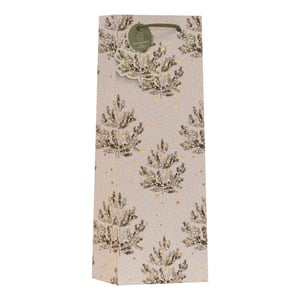 Elevate your festive gifting with our enchanting Snowy Pines Bottle Bag. This elegant bag showcases a beautiful design of snow-dusted pine trees, complemented by delicate twinkling gold stars set against a soft, neutral backdrop. It's the perfect way to present bottles of wine, spirits, or other tall gifts, adding a touch of winter magic to any occasion. Crafted for durability, it features a sturdy construction and a convenient green cord handle for easy carrying. We've also included an eco-friendly tag, so you can gift thoughtfully this season. Ideal for Christmas, seasonal celebrations, or simply making a bottle gift feel extra special. Supplied in a handy pack of 6.