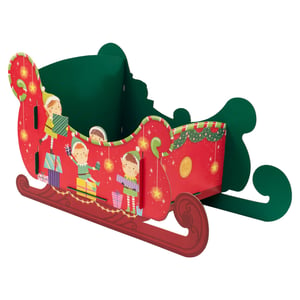 Bring a sprinkle of festive magic to your Christmas offerings with our Large Elves Christmas Sleigh Gift Box. This charming red sleigh, adorned with cheerful elves, twinkling stars, and colourful gifts, is perfect for holding a variety of festive treats and presents.

Crafted with a sturdy design, it's not just a gift box, but a delightful decoration in itself. Each sleigh comes complete with a set of fun stickers, allowing for extra personalisation or sealing. Ideal for creating eye-catching displays or as a unique gift-wrapping solution, your customers will adore this enchanting addition to their holiday celebrations. Available in a convenient pack of 4 from Partisan Products Ltd.