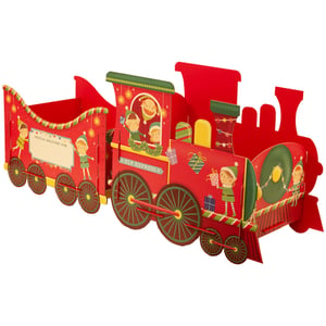 All aboard for festive fun with our Large Elves Christmas Train Gift Box! This delightful 3D train features a vibrant red design, adorned with cheerful elves, twinkling lights, and festive presents. The "ELF EXPRESS" locomotive and "SPECIAL DELIVERY FOR" carriage make it the perfect way to present gifts this Christmas.

Each train is a charming centrepiece or a unique gift box, bringing a touch of North Pole magic to any celebration. Plus, it comes with a set of fun stickers for extra personalisation! Supplied by Partisan Products Ltd, these enchanting gift boxes come in a convenient pack size of 1x6, ready to delight your customers.