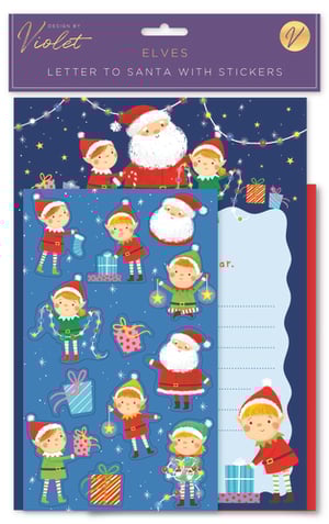 Get ready for Christmas magic with our delightful Letter to Santa Elves Design! This charming set is perfect for little ones eager to send their wishes to the North Pole. Each pack features an adorable letter sheet with ample space for festive messages, beautifully adorned with a friendly elf. Plus, it includes a fantastic sheet of vibrant stickers, showcasing cheerful elves, a jolly Santa, and colourful presents – perfect for decorating their letter or adding festive cheer anywhere! Designed by Violet, this set promises to bring smiles and excitement throughout the holiday season. Available in a convenient wholesale pack of 12 from Partisan Products Ltd., it's a wonderful addition to your seasonal offerings.