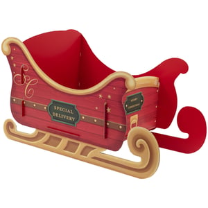 Bring the magic of Christmas to your customers with our delightful Jumbo Christmas Sleigh Box. This charming festive box, complete with golden runners and intricate details like 'Special Delivery' signs and Santa's initials, is perfect for presenting gifts, treats, or even as a unique festive display. Its jumbo size ensures plenty of space for all those special surprises. Each sleigh comes with a set of fun stickers, allowing for extra personalisation and festive flair. Supplied by Partisan Products Ltd in a convenient pack of 6, these sleigh boxes are a must-have for the holiday season. Stock up now and help your customers create unforgettable Christmas memories!