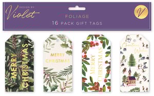Elevate your Christmas gift wrap selection with our charming 16 Foliage Mixed Gift Tags by Design by Violet. This delightful collection features four unique designs, ensuring there's a perfect tag for every festive present.

Three designs showcase beautiful botanical illustrations of lush green foliage and vibrant red berries, elegantly finished with shimmering gold 'Merry Christmas' lettering. The fourth tag transports you to a whimsical winter wonderland scene, complete with a heartfelt 'Christmas Wishes' in gold script. Each pack contains 16 high-quality tags, ideal for adding that special touch. Available in a wholesale pack size of 1x12 from Partisan Products Ltd, these tags are a must-have for the holiday season.