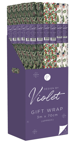 Delight your customers this season with our 3M Foliage Mixed Roll Wrap, a stunning collection from Design by Violet. This wholesale pack features a beautiful assortment of three distinct designs: lush green leaves, vibrant red berries, and charming winter scenes with houses and trees. Each roll offers a generous 3m x 70cm (approx) of high-quality gift wrap, perfect for all gifting occasions. Supplied by Partisan Products Ltd. in a convenient pack of 36, this display-ready box ensures your shelves are stocked with eye-catching options that are sure to be a customer favourite. Offer variety and elegance with this versatile gift wrap selection.