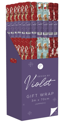 Prepare for a busy festive season with our enchanting 3M Santa Mixed Roll Wrap, available in a convenient 1x36 wholesale pack from Partisan Products Ltd. This delightful collection features three unique Christmas designs by Violet: charming reindeers, adorable dogs with Santa, and a classic festive plaid. Each roll measures a generous 3 metres long by 70cm wide (approx), providing plenty of wrap for every gift. Your customers will appreciate the thoughtful cutting grid on the reverse for effortless wrapping. Stock up on this high-quality, varied gift wrap to offer a wonderful selection that will brighten any present this Christmas.