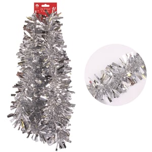 silver tinsel with a red tag that says 2x tipped chunky