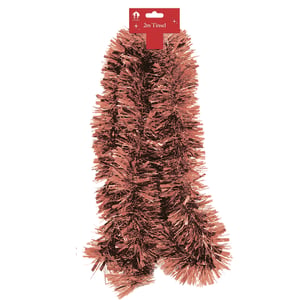 Add a touch of contemporary festive sparkle to your customers' homes with our stunning 2M Chunky Copper Tinsel. This beautiful tinsel, with its on-trend rose gold hue, is perfect for creating a warm and inviting atmosphere during the holiday season. Its chunky design ensures a full, luxurious look, making it ideal for decorating Christmas trees, mantels, staircases, or even for crafting festive displays. Each generous 2-meter length offers ample material for various decorative needs. Supplied by Tallon, you can trust in the quality and appeal of this popular item. Available in a convenient pack size of 1x12, it's an excellent choice for retailers looking to stock up on stylish and versatile Christmas decorations. Brighten up your seasonal selection with this must-have copper tinsel!