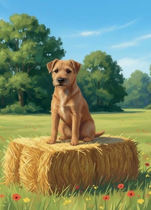 Introduce a truly charming addition to your card collection with our Border Terrier design from Country Cards. This delightful card features an adorable Border Terrier puppy, sitting proudly atop a golden hay bale in a sun-drenched field. Lush green trees frame the background under a bright blue sky, while colourful wildflowers add a touch of rustic beauty to the foreground. It’s a heartwarming scene that captures the spirit of the countryside. Perfect for dog lovers and those who appreciate idyllic imagery, these cards are sure to be a popular choice. Available in a convenient pack size of 1x6.
