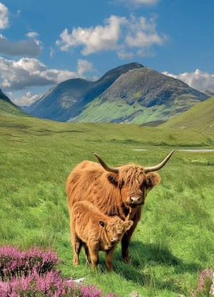 Bring the majestic beauty of the Scottish Highlands to your customers with our charming Highland Cattle cards from Country Cards. This delightful design captures a tender moment between a magnificent Highland cow and her adorable calf, set against a breathtaking backdrop of rolling green hills, dramatic mountains, and a clear blue sky. The vibrant purple heather in the foreground adds a touch of authentic Scottish charm.
Perfect for any occasion, these cards are sure to evoke warmth and a love for nature. Available in a convenient pack size of 1x6, they are an ideal addition to your retail collection, offering a truly picturesque scene that customers will adore.
