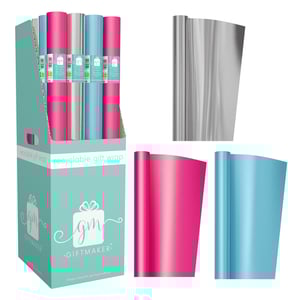 Refresh your gift wrap collection with our 1.5M Plain Fashion Foil Roll Wrap, brought to you by Design Group. This wholesale pack of 36 rolls is ideal for retailers looking to offer a touch of modern elegance. Each roll boasts a beautiful metallic finish in three popular shades: vibrant hot pink, classic silver, and calming light blue. Measuring 1.5 metres, there's ample wrap for various gifts. Best of all, this Giftmaker wrap is recyclable, providing a stylish and sustainable choice for your customers. Stock up and add a brilliant, eco-conscious option to your store today!