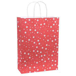 Make every gift shine with our delightful Large Stars Paper Twist Gift Bags! These eye-catching red bags are adorned with a playful scattering of white solid and outline stars, complemented by tiny dots, creating a truly festive look. Crafted from durable paper and featuring comfortable white twisted handles, they're perfect for presenting gifts with style.
As a wholesale product, these charming bags come in convenient packs of 6, making them an excellent choice for retailers looking to offer attractive and reliable packaging. Elevate your customers' gifting experience with these versatile and cheerful bags, suitable for any celebration, from birthdays to holidays! Supplied by Design Group.