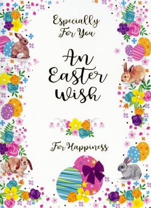 Spread joy this spring with our delightful 'Open Easter' cards from Simon Elvin. Each card in this 1x6 pack features charming watercolour-style illustrations of fluffy bunnies, vibrant spring flowers, and beautifully decorated Easter eggs. The cheerful design is complemented by a warm message: 'Especially For You, An Easter wish For Happiness'. Perfect for sending heartfelt greetings to anyone, these cards capture the essence of the season. Offer your customers a touch of seasonal cheer with these lovely, general Easter cards, sure to bring smiles and brighten their day.