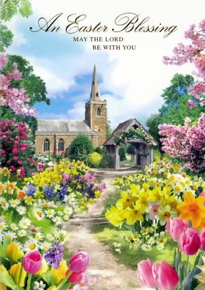 Welcome the spring season and Easter celebrations with this beautiful Simon Elvin card. It showcases a serene church scene, surrounded by a delightful array of colourful spring flowers like tulips, daffodils, and blossoming trees. The traditional design and the comforting message, "An Easter Blessing, May the Lord be with you," make it a wonderful choice for conveying heartfelt wishes. This 'Open Religious' card offers a classic and appealing way for your customers to share their sentiments. Supplied in a convenient pack size of 1x6, it's an excellent addition to your seasonal card selection, ready to brighten any Easter greeting.