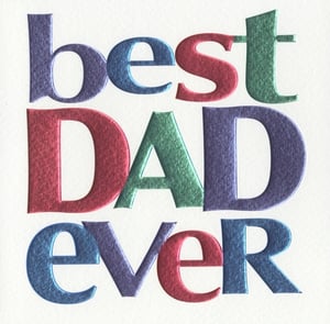 Help your customers celebrate the amazing dads in their lives with this eye-catching 'Best Dad Ever' card. Featuring bold, embossed lettering in a vibrant mix of blues, reds, greens, and purples, each word shimmers with a metallic finish against a crisp white background. This high-quality design from Second Nature makes a heartfelt statement, perfect for Father's Day, birthdays, or just to show appreciation. Its simple yet powerful message is sure to resonate, making it a popular choice for anyone looking to honour their dad. Stock up on this brilliant card and offer your shoppers a truly special way to say 'thank you' to the best dad ever.