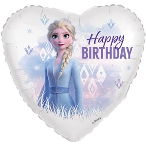 Bring the magic of Arendelle to any birthday celebration with this enchanting 18" Frozen Elsa Happy Birthday balloon! Featuring everyone's favourite ice queen, Elsa, in her iconic Frozen 2 attire, this heart-shaped foil balloon is a must-have for any fan.
The beautiful design showcases Elsa against a mystical background with delicate snowflake patterns and bold 'Happy Birthday' text. Perfect for creating a truly unforgettable party atmosphere, this single balloon is ready to inflate and delight. A wonderful addition to any Frozen-themed party!