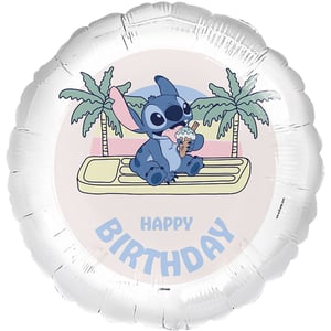 Make their special day even more memorable with this delightful 18" Stitch Ice Cream Happy Birthday foil balloon! Featuring the beloved Stitch happily enjoying an ice cream cone on a lilo, surrounded by palm trees, this balloon captures a wonderfully relaxed, tropical vibe. The charming pastel colours and "HAPPY BIRTHDAY" message make it the perfect addition to any celebration.
This eye-catching balloon is ideal for fans of Lilo & Stitch, bringing a touch of island fun to birthday parties. Supplied by Folat, each 18" balloon comes as a single pack, ready to inflate and create an instant smile. It's a fantastic way to add a playful and adorable touch to birthday decorations!