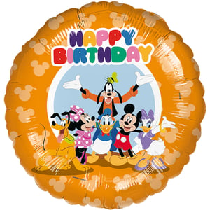 Make every birthday magical with our 18" Mickey and Friends Happy Birthday foil balloon! This vibrant orange balloon features the beloved Disney gang – Mickey, Minnie, Donald, Daisy, Goofy, and Pluto – all gathered to celebrate. With a cheerful, colourful "HAPPY BIRTHDAY" message, it's the perfect decoration to brighten any party. The iconic character design and shiny finish will captivate guests of all ages. Supplied individually, these eye-catching balloons are an essential addition to your party supplies, ready to bring smiles and festive cheer to any celebration.