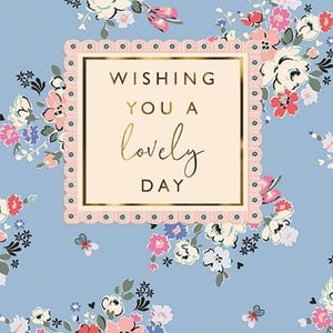 Brighten someone's special day with this delightful Open Birthday card! Featuring a charming floral design on a soft blue background, it's adorned with delicate pink, white, and blue blooms, and a scattering of tiny butterflies. The elegant central panel, framed with a pretty scalloped border, carries the heartfelt message "Wishing you a lovely Day" in a beautiful gold script. Perfect for any female recipient, this versatile card offers a touch of timeless beauty. Stock up on this popular design, available in convenient packs of 6, to ensure your customers always find the perfect way to celebrate.