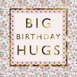 Brighten someone's special day with this delightful 'Open Birthday Female' card from the Great British Card Company. Featuring a charming floral background in soft pinks, peaches, and subtle blues, it creates a wonderfully feminine and cheerful feel. The central panel, framed with a stylish gold scalloped edge and delicate stripe detail, proudly displays 'BIG BIRTHDAY HUGS' in shimmering gold lettering. This eye-catching design is perfect for conveying heartfelt birthday wishes and a generous dose of affection. A lovely choice for any female recipient, this card is sure to bring a smile. Available in a convenient pack of 6, it's a wonderful addition to your greeting card selection.