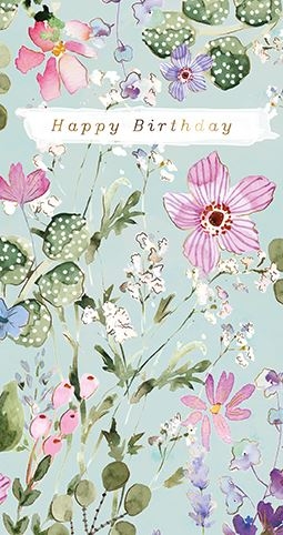 Present monetary gifts in the most beautiful way with our Female Floral Birthday Money Wallet. This exquisite design features a delicate watercolour illustration, showcasing a charming array of wildflowers and foliage in soft pastel hues of pink, purple, and green against a serene light blue background. The elegant 'Happy Birthday' message is subtly presented on a decorative banner, adding a touch of sophistication.
Perfect for customers seeking a thoughtful and visually appealing option, this money wallet is sure to be a popular choice. Its timeless floral design makes it suitable for a wide range of recipients. Supplied by the trusted Great British Card Company, each pack contains 6 wallets, ready to enhance your retail offering.